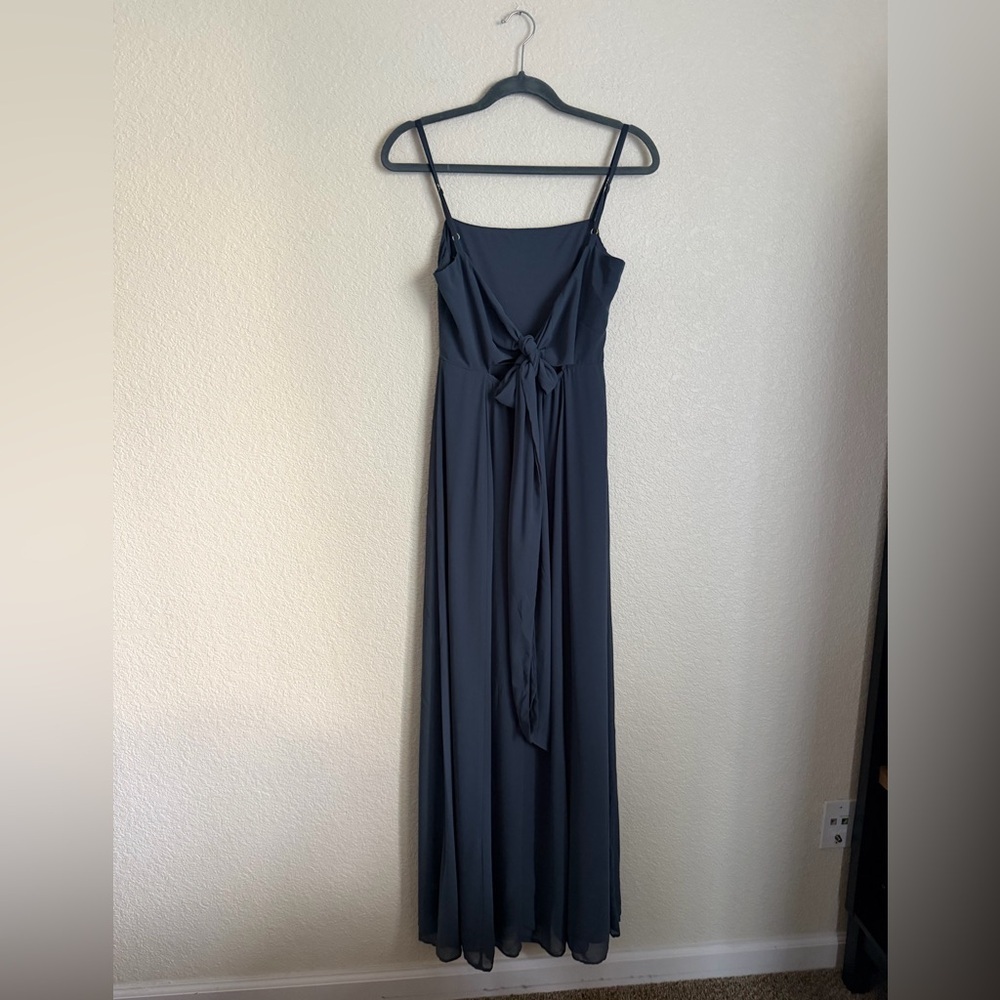 Show Me Your MuMu Lauren Tie Back Maxi Dress S Slate Blue - Picture 3 of 11